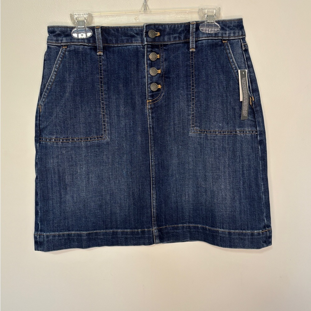 Talbots Skirt Size 6 Petite Blue Denim Pockets NWT